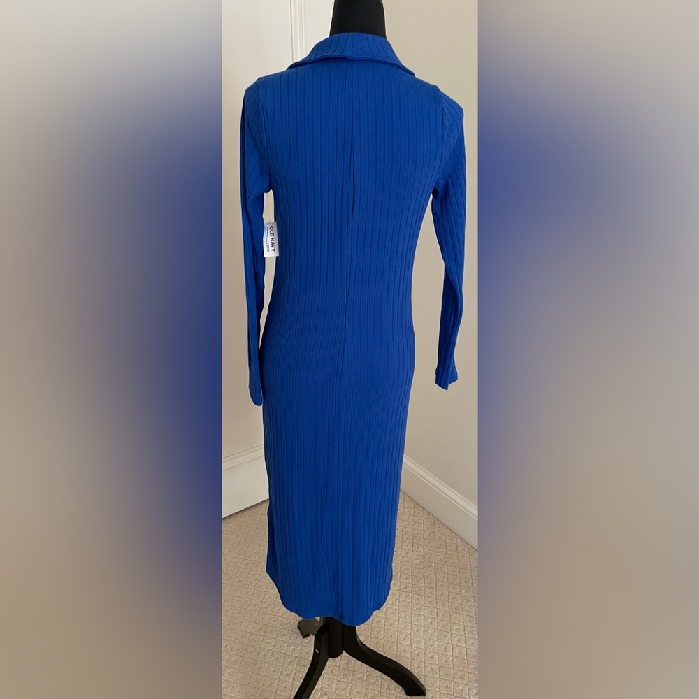 Old Navy Blue Fitted Rib-Knit Midi
Polo Dress Size M - Picture 5 of 8